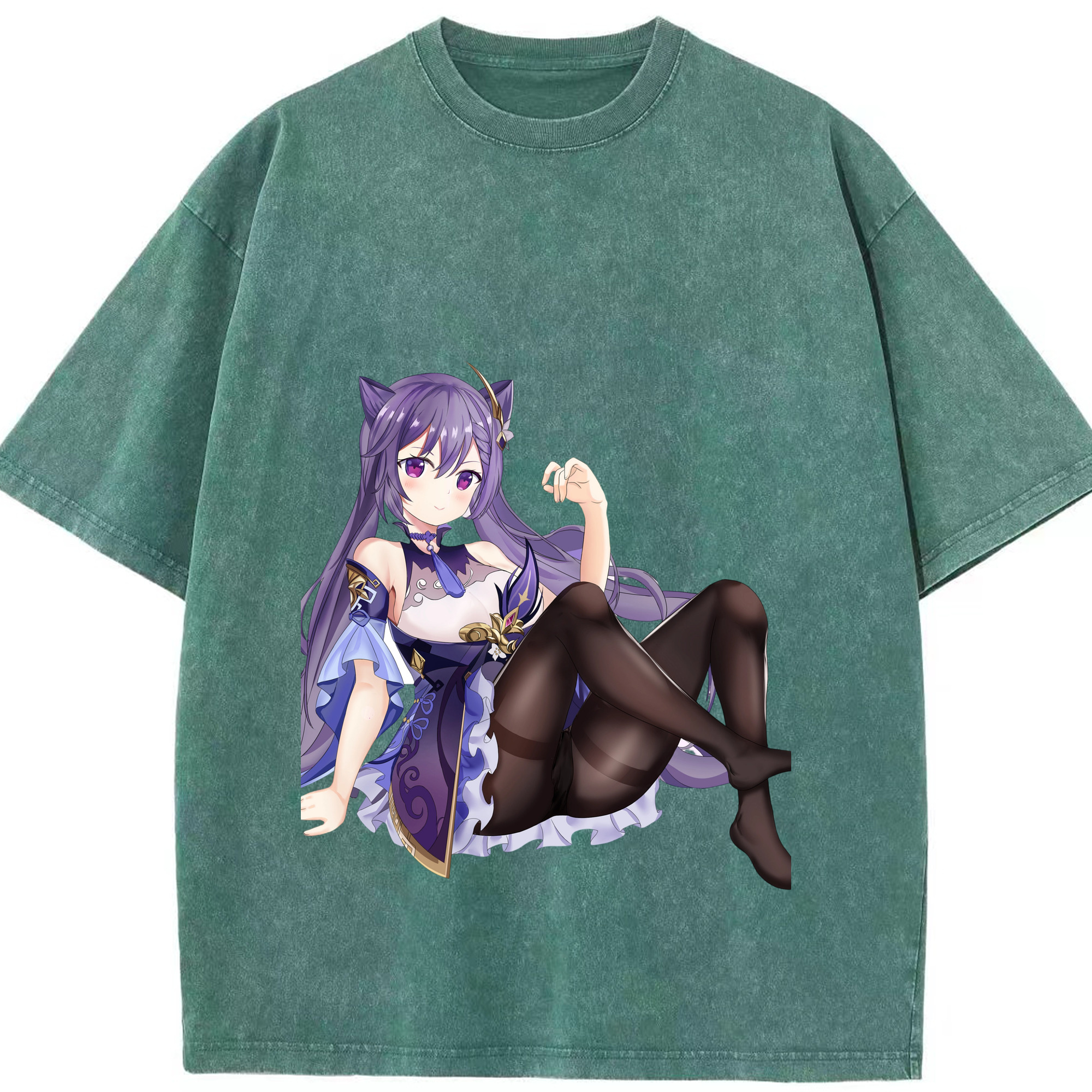 げんし神 刻晴 こくせい genshin Kokusei 綿100% ヴィンテージ風 半袖Tシャツ（フロントプリント）